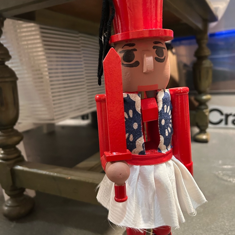 Red and White GREEK handmade/painted Wooden Nutcracker Toy